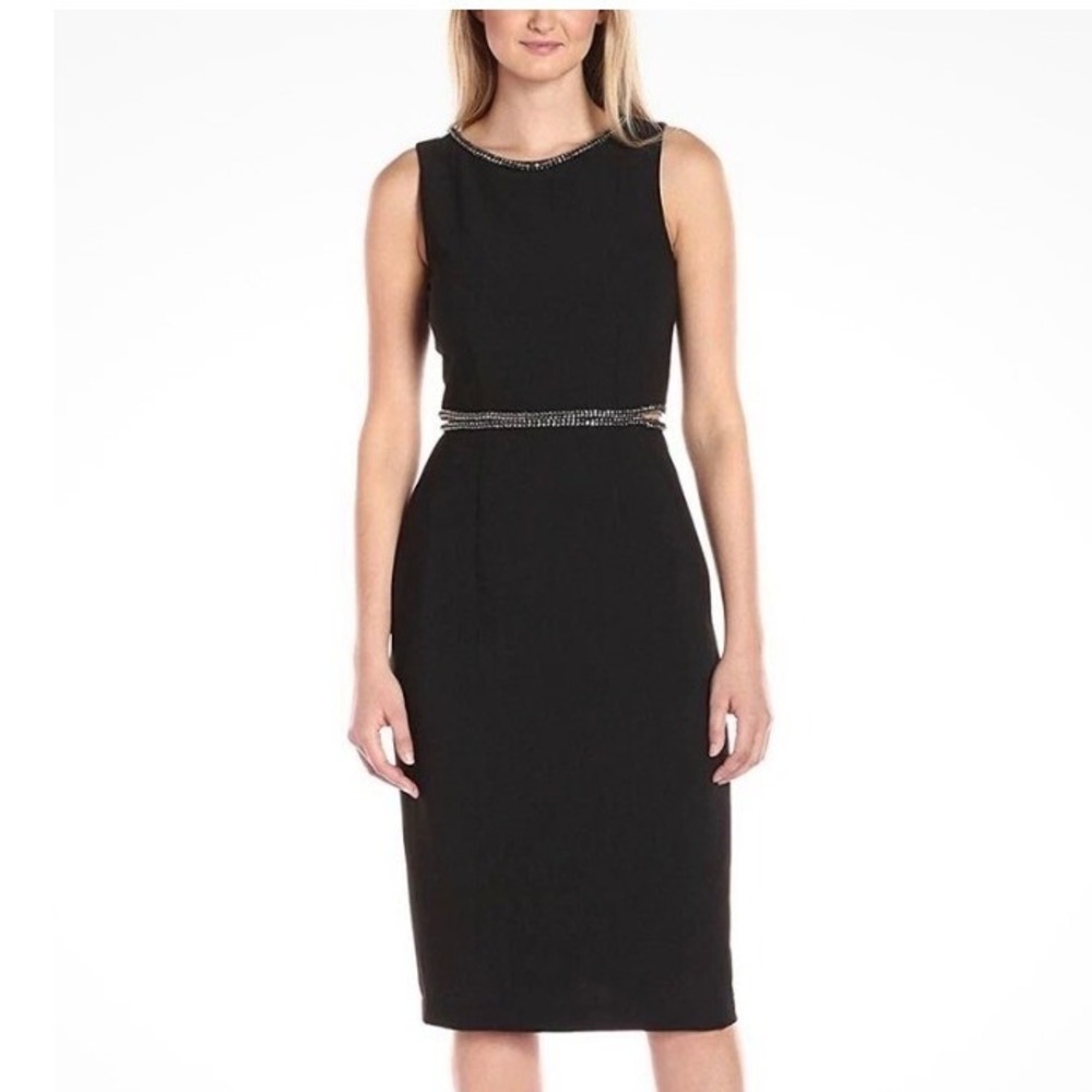 Laundry by Shelli Segal Black Rhinestone Cut-Out Sheath Dress 10 97S25208